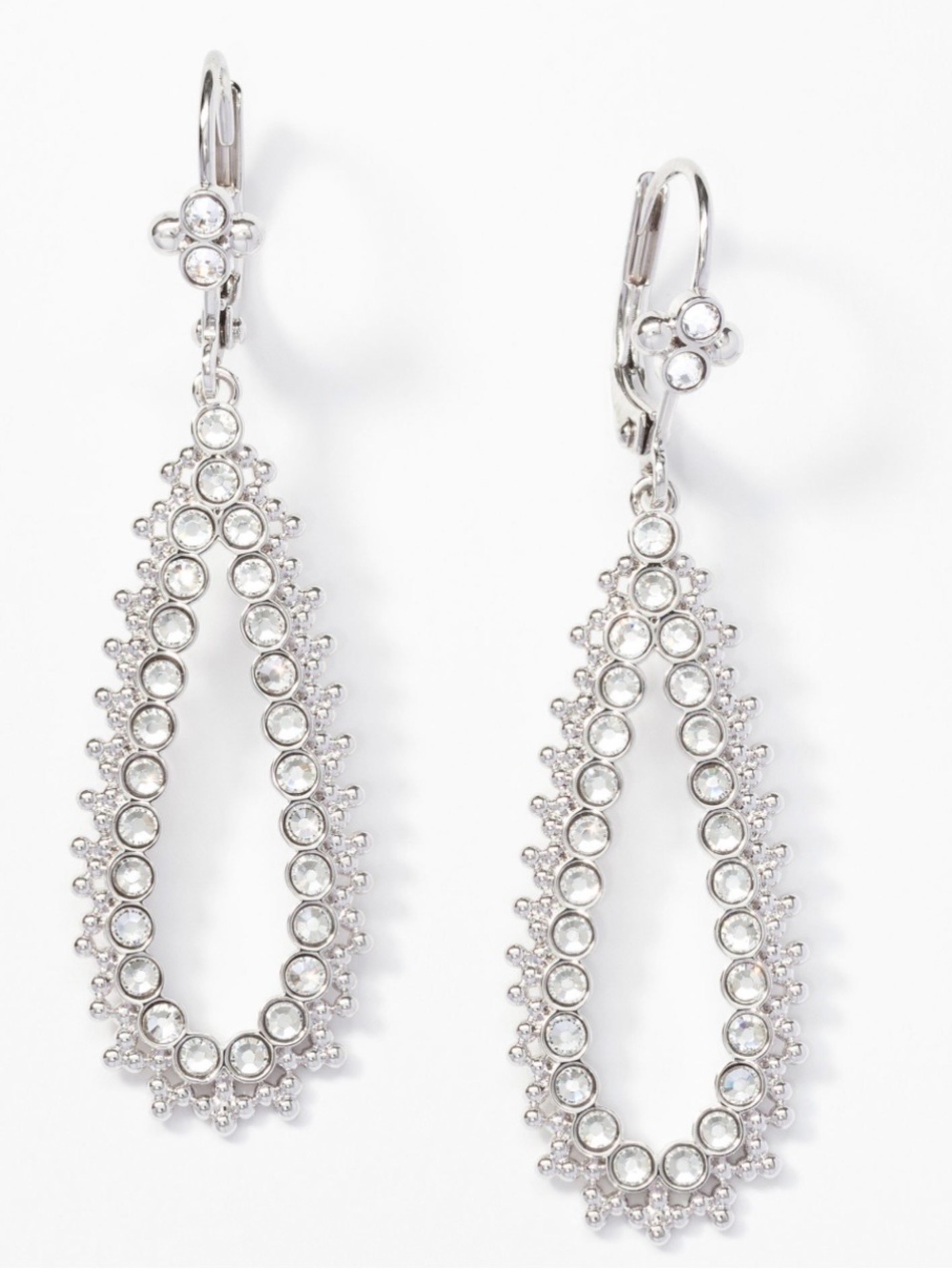 TSC Swarovski Aspire Silver Crystal Teardrop Dangle Earrings - Picture 2 of 7